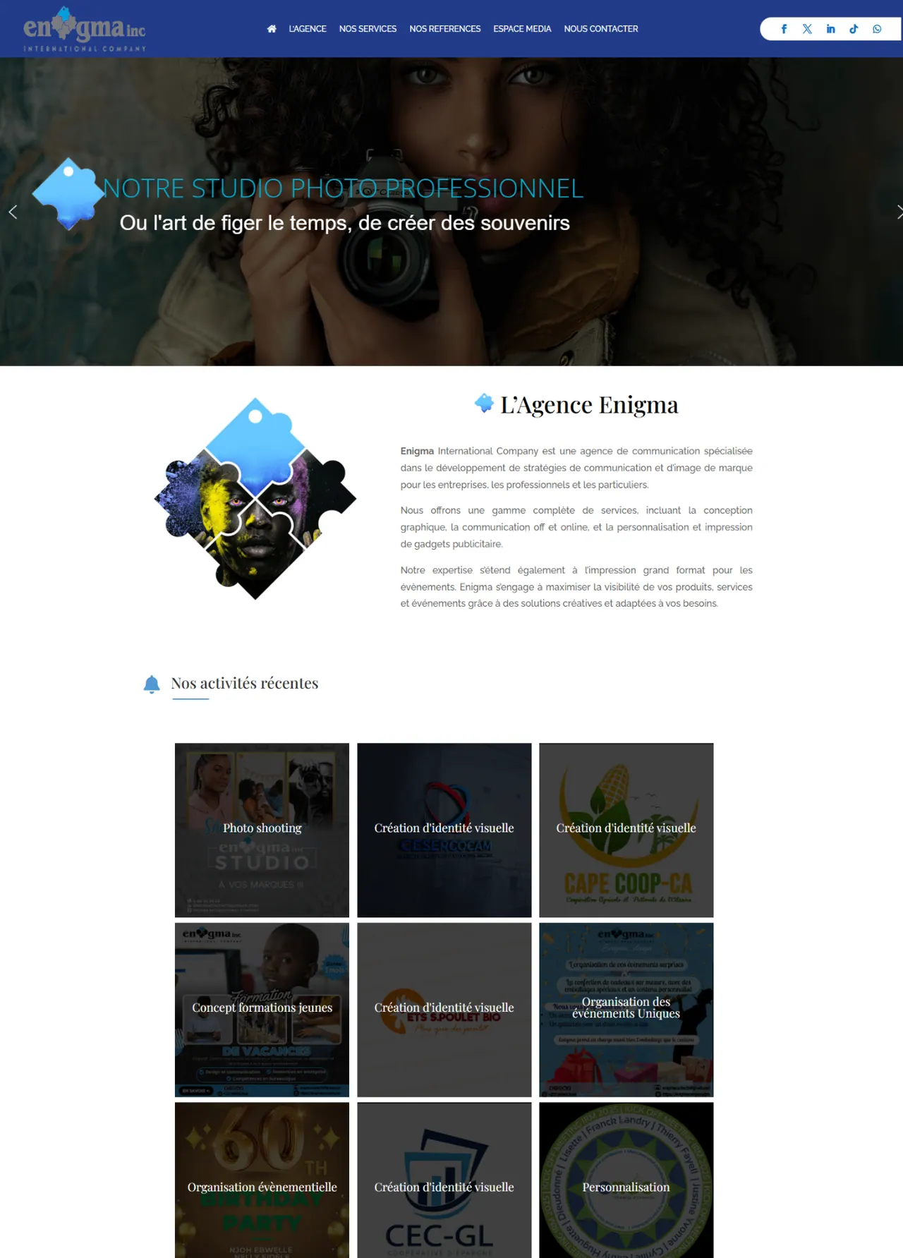Enigma International, Un site vitrine qui installe la crédibilité.